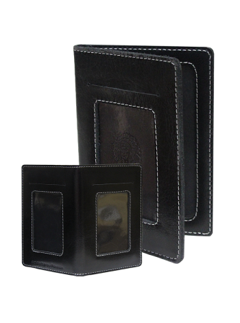 Бумажник портмоне для документов водителя из кожи ОВ-4-A дымчато-черный Apache