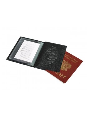 Обложка для прав и паспорта ОВ-3 фактурный черный Person