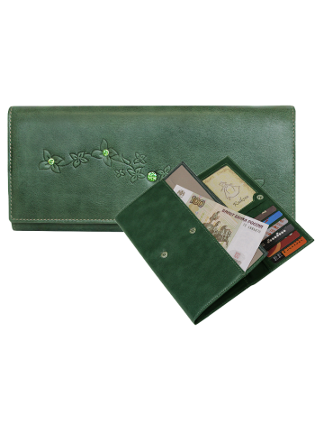 Портмоне кошелек женский кожаный Мэри ВП-17 друид зеленый Kniksen