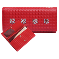 Портмоне кошелек женский кожаный с кристаллами Сваровски ВП-17 Red Ice Kniksen красный