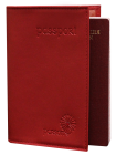 Обложка для паспорта женская кожаная С-ОП-1 люкс красный Флауэрс