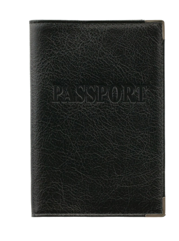 Обложка для паспорта натуральная кожа ОП-3 лат. сл. Person черная