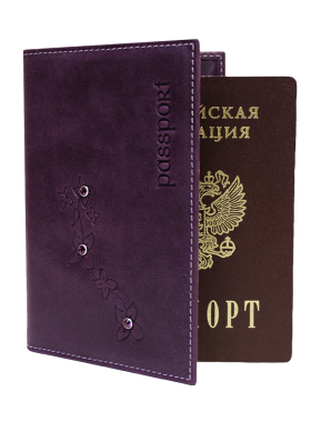 Обложка для паспорта женская кожаная ОПВ Мэри друид фиолетовый Kniksen