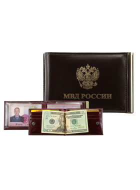 Обложка для удостоверения МВД зажим для денег и карт КУ-4 ш красный Person