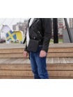 Мужская сумка планшет из кожи СМ-7013 дымчато-черная Apache